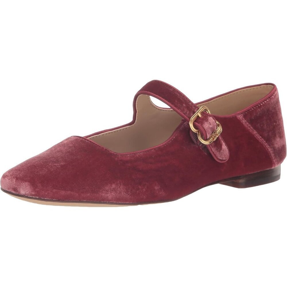 Sam Edelman Womens Raspberry Mauve Leather  Michaela Mary Jane Ballet Flat Shoes